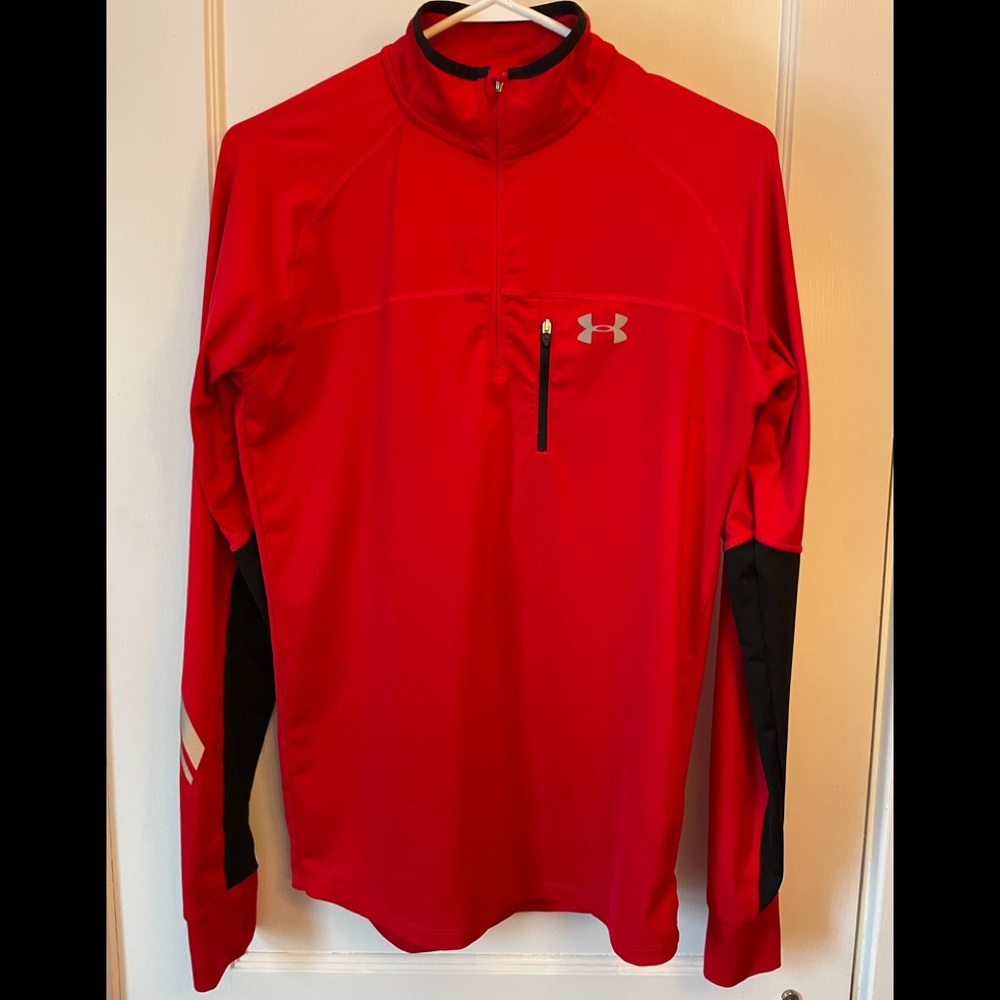 Under Armour red quick dry pull over with zip size small